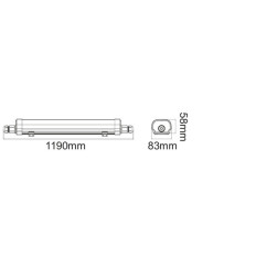 PLAFONIERA A LED LINEARE IP65, 60W, FA180°, 4000K, LM6600, Misure 1190x83x58mm