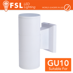FSL Applique murale bidirezionale 2 vie GU10 IP54 Bianco, emissione su‑giù, lampadine escluse