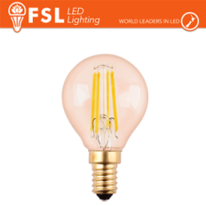 FSL Lampadina Sfera Filamento Vintage Ambra G45 4W 2200K E14, 360lm, angolo 300°, nuova classe ERP F