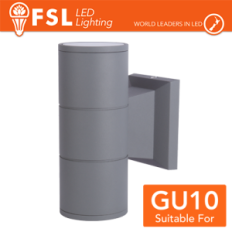 FSL Applique murale bidirezionale 2 vie GU10 IP54 Grigio, emissione su‑giù, lampadine escluse