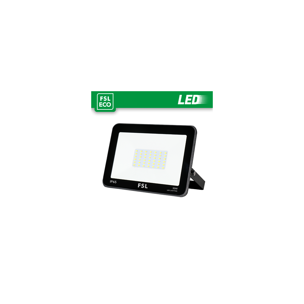 FSL Proiettore LED per esterni 30W IP65 4000K Nero, 2700lm, angolo 120°, staffa regolabile 360°, nuova classe ERP F