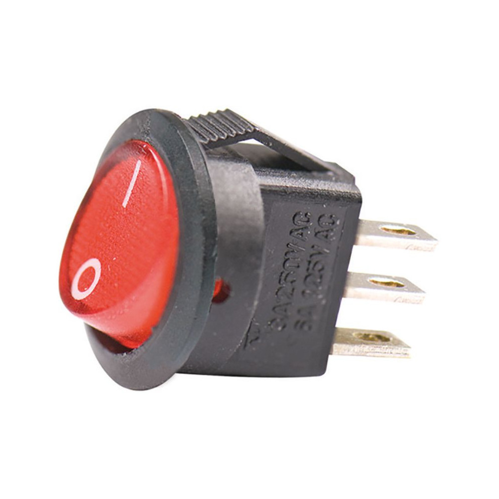 Interruttore BIPOLARE 0-1 luminoso a bilanciere, da incasso, 12 Volt, rosso