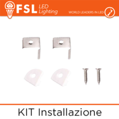 FSL FLPAB‑ANG2M Kit installazione per profilo alluminio angolare 2M, staffe + tappi + viti