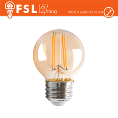 FSL Lampadina Sfera Filamento Vintage Ambra G45 4W 2200K E27, 360lm, angolo 300°, nuova classe ERP F