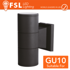 FSL Applique murale bidirezionale 2 vie GU10 IP54 Nero, emissione su‑giù, lampadine escluse