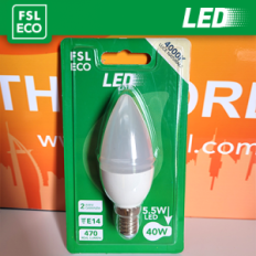 FSL Lampadina Oliva C37 Blister 5,5W 4000K E14, 470lm, angolo 180°, nuova classe ERP G, confezione blister vendita