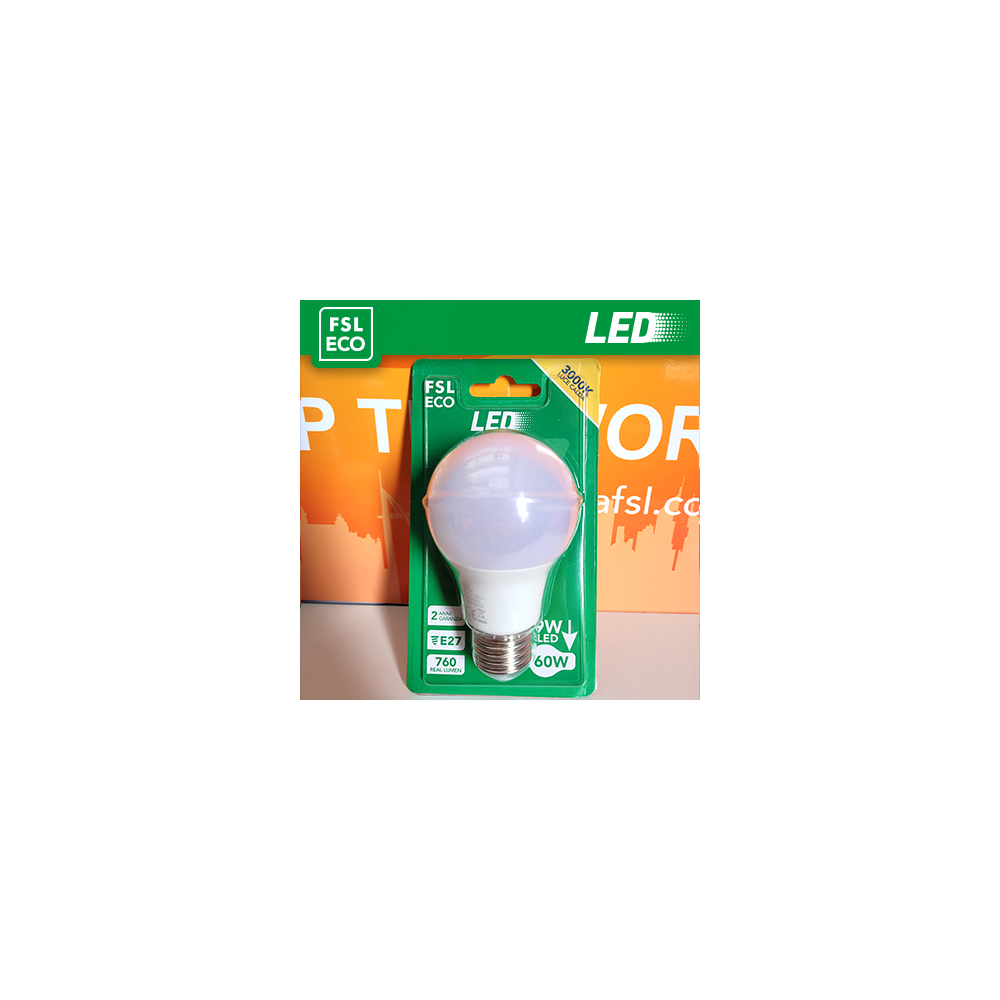 FSL Lampadina LED Goccia A60 Blister 9W 3000K E27, 760lm, angolo 200°, nuova classe ERP F, confezione blister vendita