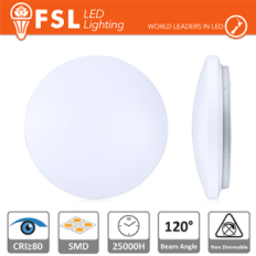 FSL Plafoniera LED da superficie 18W 3000K Luce Calda, 1250lm, 300×100mm, driver corrente costante, IP20