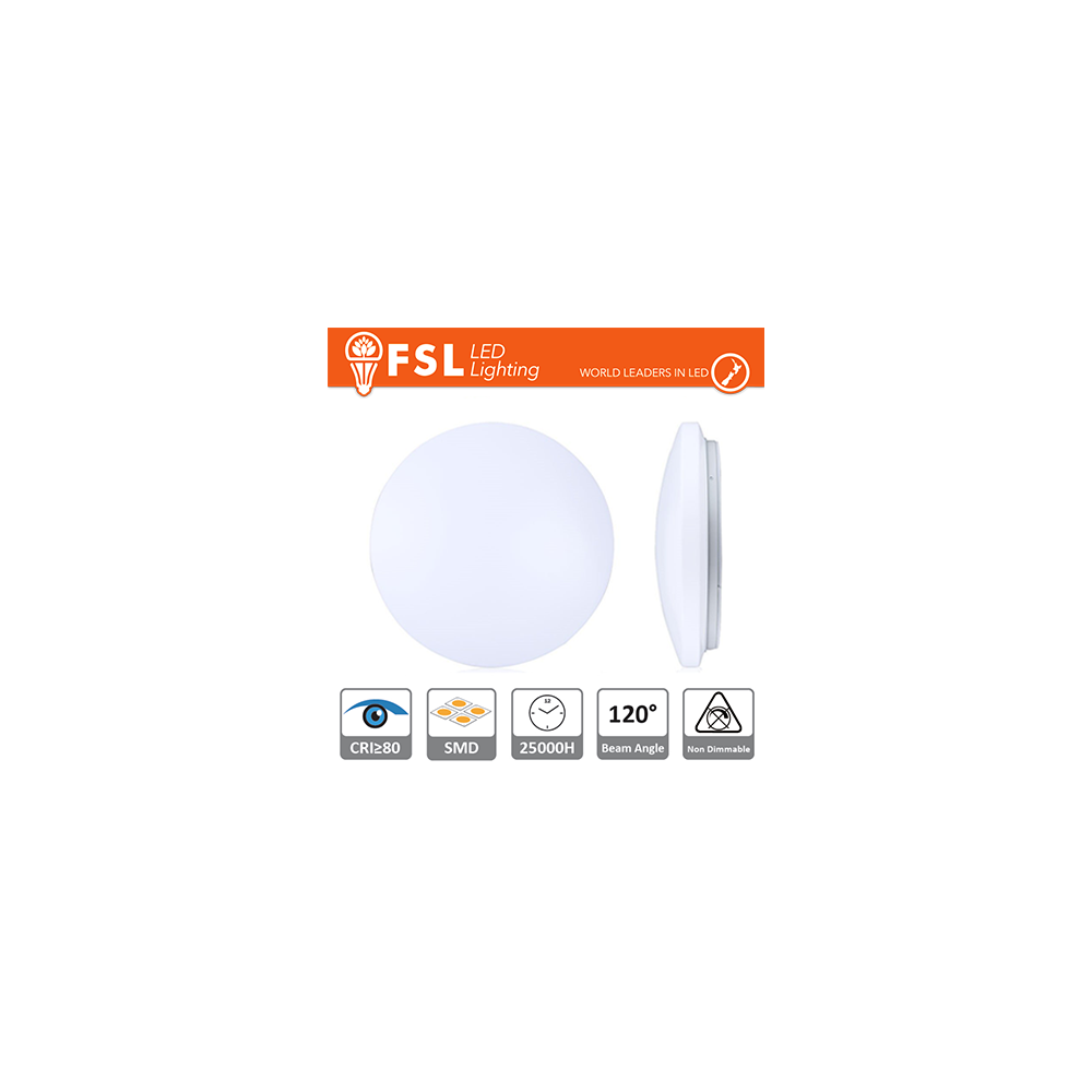 FSL Plafoniera LED da superficie 18W 3000K Luce Calda, 1250lm, 300×100mm, driver corrente costante, IP20
