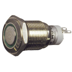 Interruttore luminoso antivandalo, 12V, da incasso, IP40, LED ROSSO