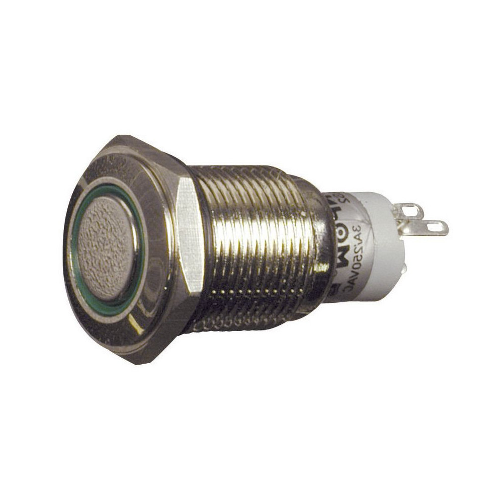 Interruttore luminoso antivandalo, 12V, da incasso, IP40, LED ROSSO