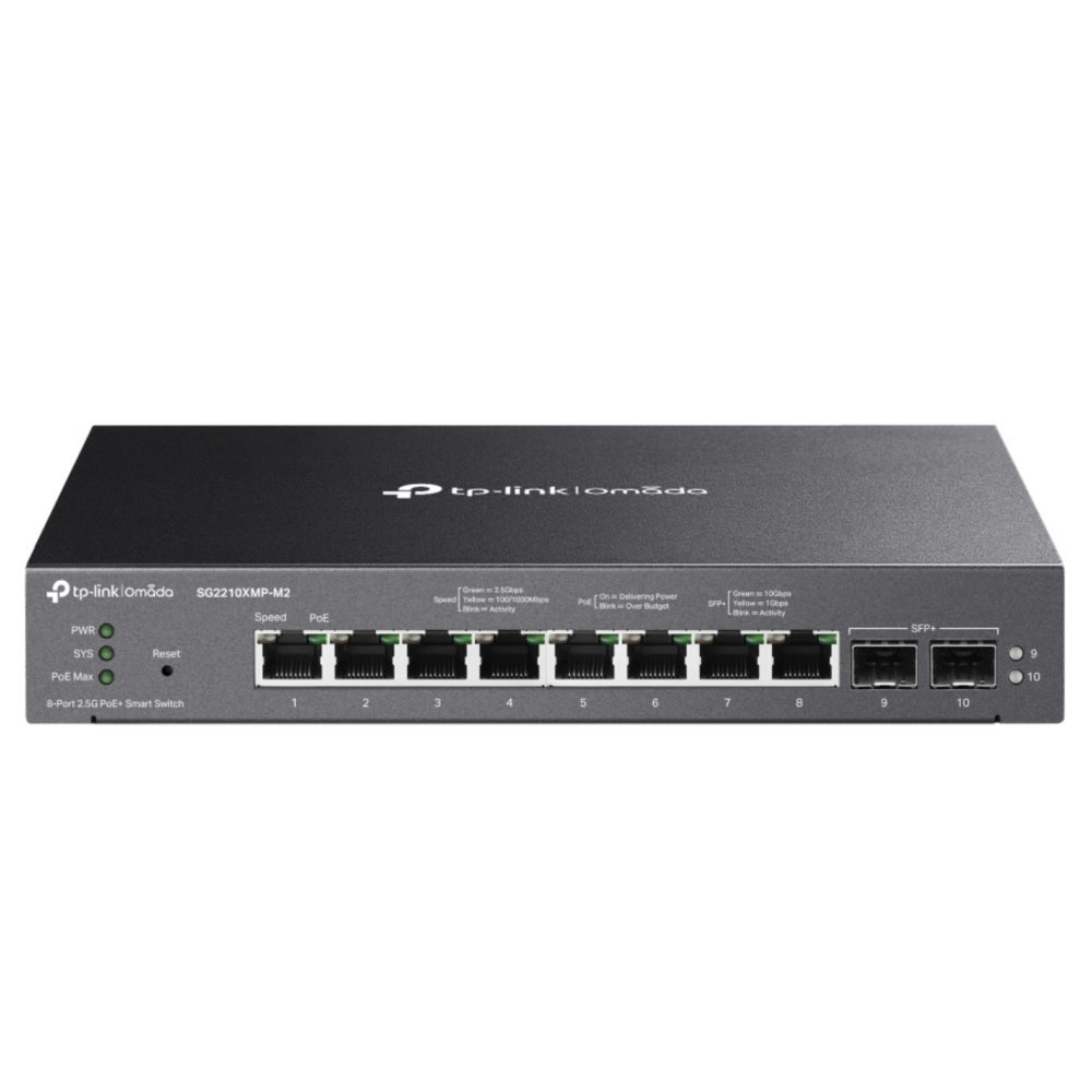 Omada Switch Smart 8 Porte 2.5GBASE-T PoE+, 2 Porte 10GE SFP+ - SG2210XMP-M2