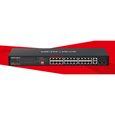 24-Port 10/100Mbps + 2-Port Gigabit Rackmount Switch with 24-Port PoE+