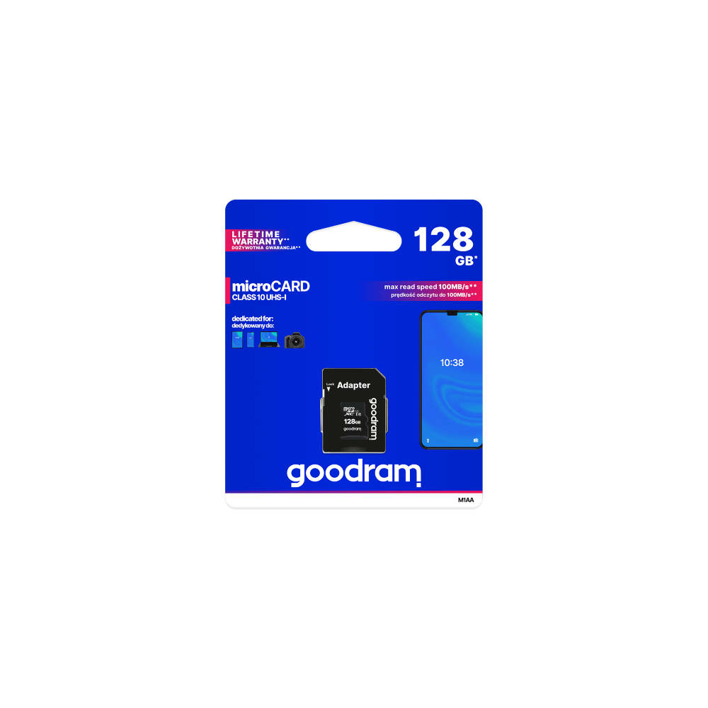 GoodRAM microSD 128GB class 10 UHS I + adapter - retail blister - M1AA-1280R12