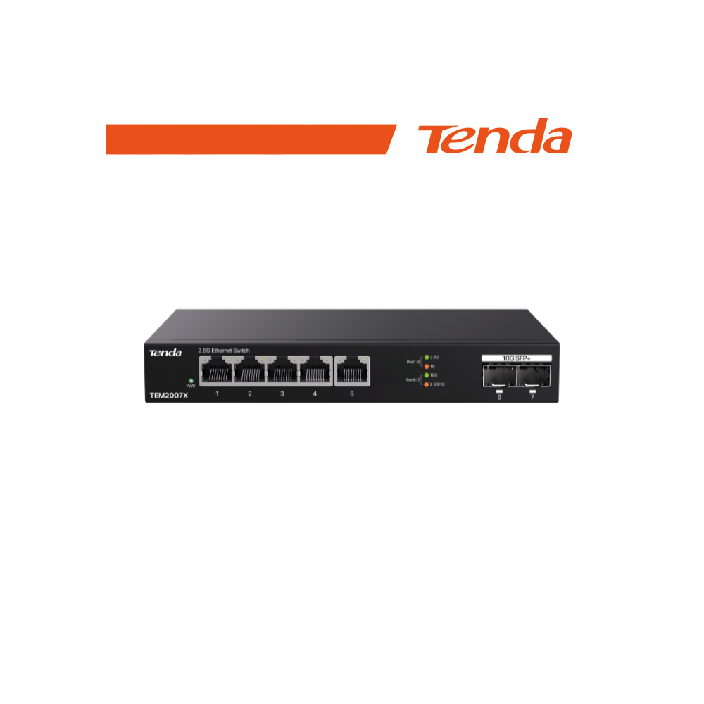 Tenda Switch 2.5G - 7 porte (5 porte 2.5GE + 2 porte 10G SFP+) Desktop | TEM2007X