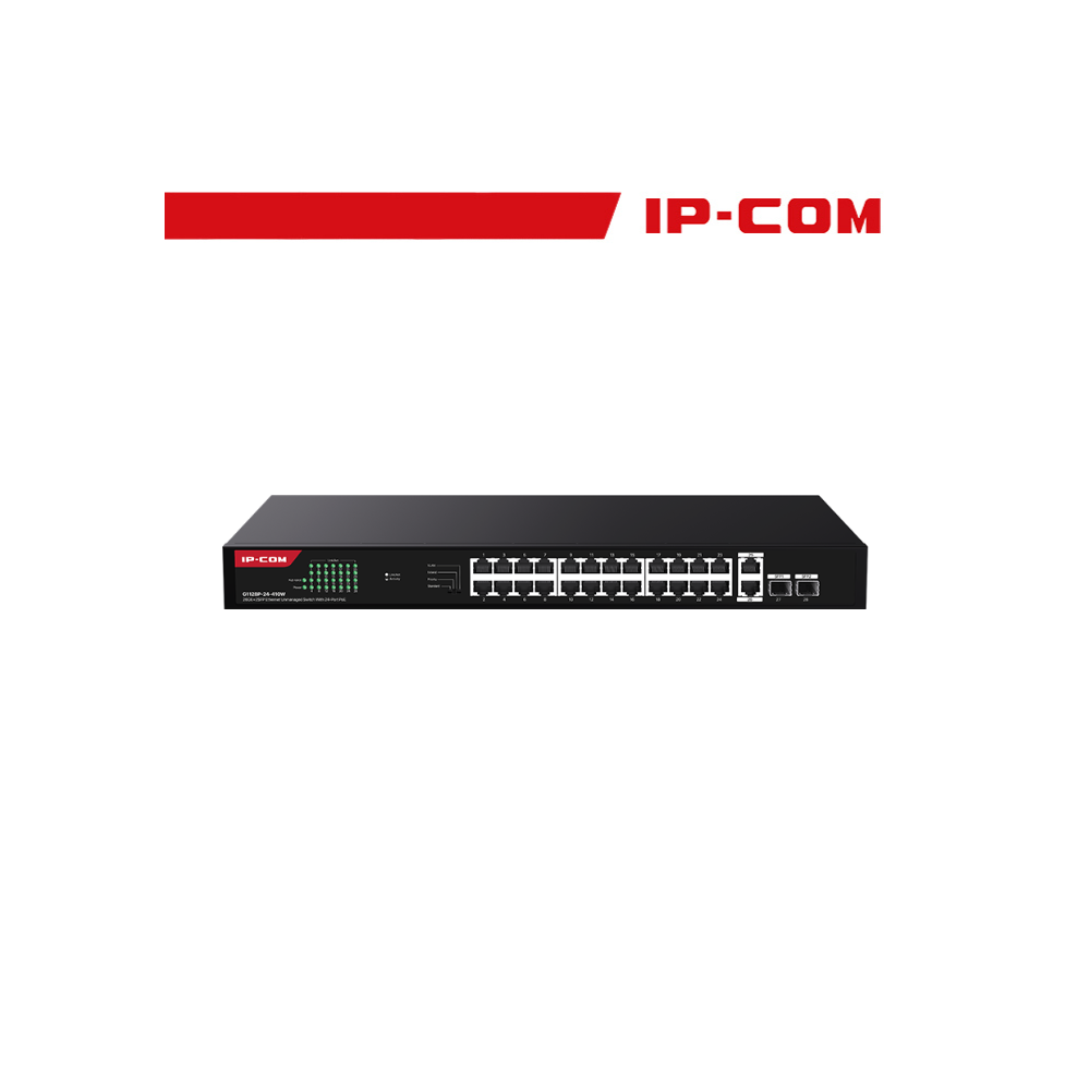 IP-COM Switch Gigabit PoE - 28 porte (24 GE PoE + 2 GE + 2 SFP) | G1128P-24-410W