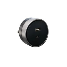 Presa USB-A + USB-C 12W Plug&Play per Sistema a Binario Nero ETB3002
