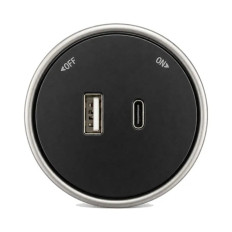 Presa USB-A + USB-C 12W Plug&Play per Sistema a Binario Nero ETB3002
