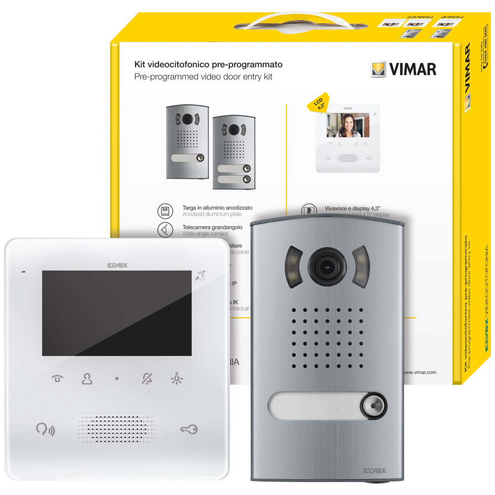 VIMAR 7558/E KIT Videocitofonico monofamiliare 2 Fili + Tab 4,3 vivavoce