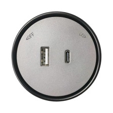 Presa USB-A + USB-C 12W Plug&Play per Sistema a Binario Grigio ETG3002