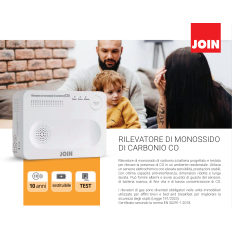 Rilevatore di monossido di carbonio per ambienti residenziali, B&B, alimentazione a batteria.