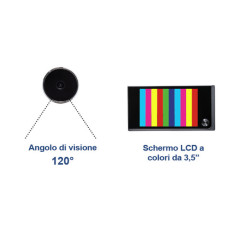 Spioncino digitale con monitor da 3,5"  a colori per porta blindata, visione 120°