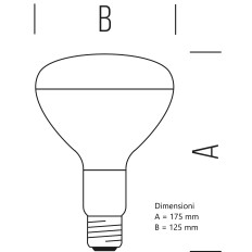 Lampada SPOT raggi Infrarossi E27 250W 230V RED per allevamenti di animali