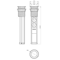 Multipresa Tower da Scrivania a incasso 3 Posti + 2 USB 2.1A, Diametro Standard 60mm