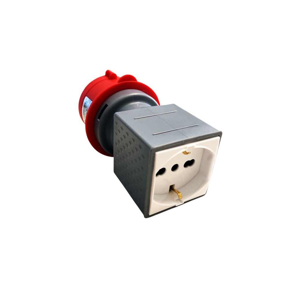 Adattatore da SPINA INDUSTRIALE 3P+N+T 16A 380V a PRESA CIVILE Schuko Biv. 2P+T 16A 230V