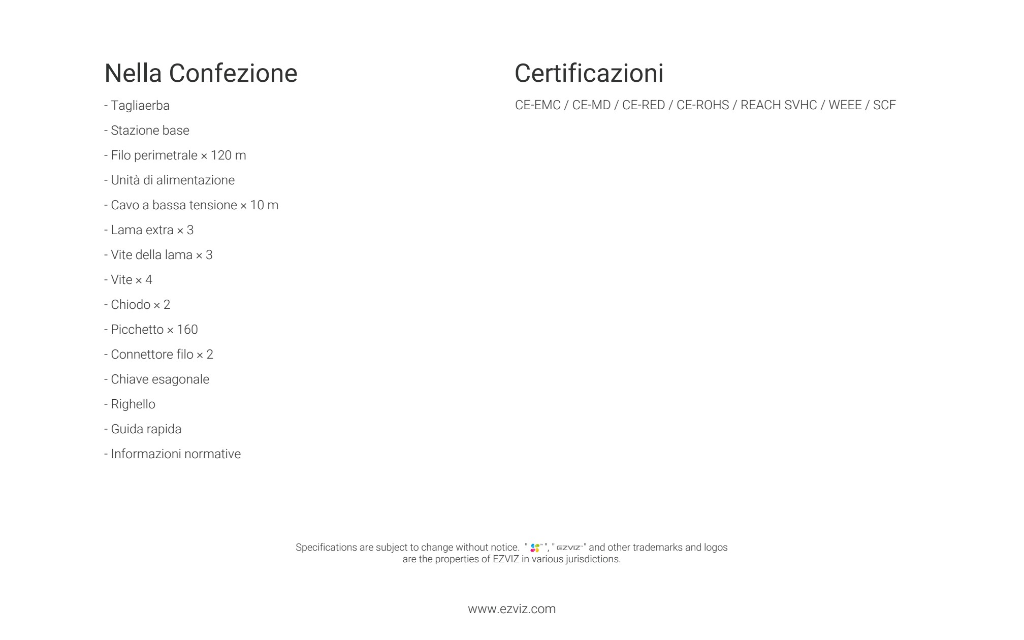 Confezione e certificazioni